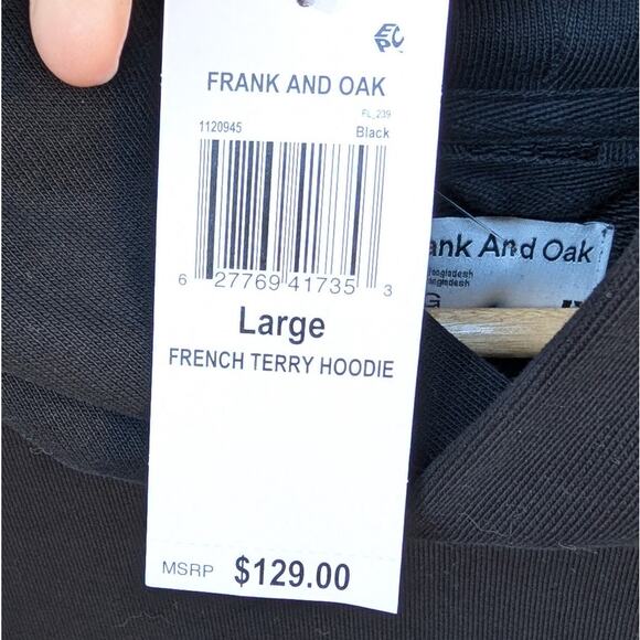 NWT Frank & Oak The French Terry Oversized Hoodie in Black, size L - Picture 5 of 8